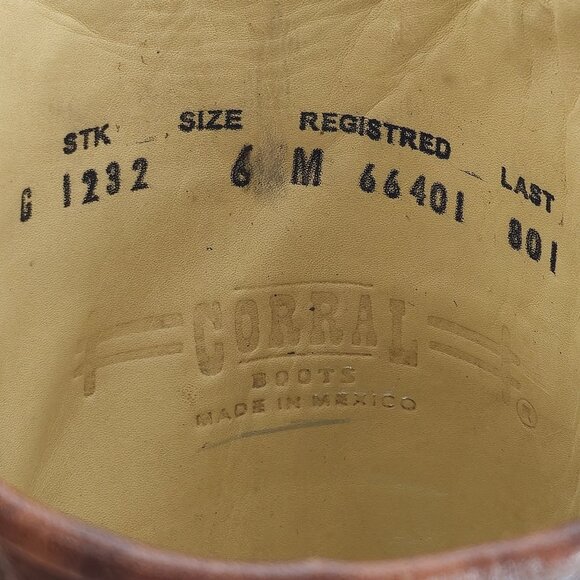 Corral Cowgirl Women's 6M Tall Brown Gray Studded Leather Cowboy Western Boots - Picture 8 of 14